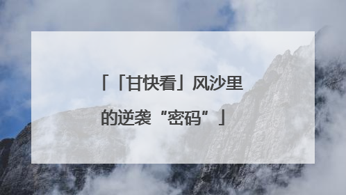 「甘快看」风沙里的逆袭“密码”
