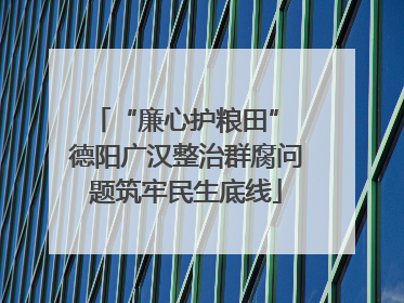 “廉心护粮田” 德阳广汉整治群腐问题筑牢民生底线
