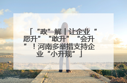 “政”解丨让企业“愿升”“敢升”“会升”！河南多举措支持企业“小升规”