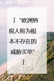 “欧洲纳税人将为根本不存在的威胁买单”