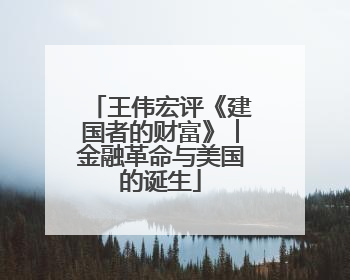 王伟宏评《建国者的财富》︱金融革命与美国的诞生
