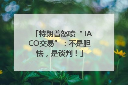 特朗普怒喷“TACO交易”：不是胆怯，是谈判！