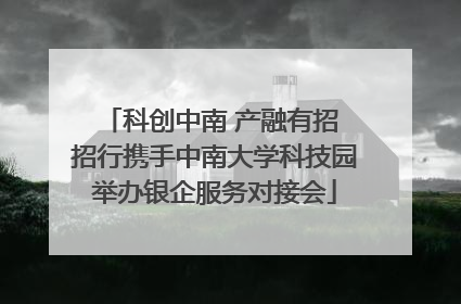 科创中南 产融有招 招行携手中南大学科技园举办银企服务对接会