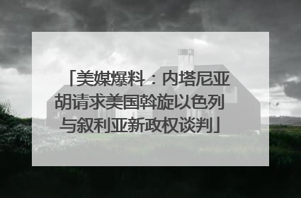 美媒爆料：内塔尼亚胡请求美国斡旋以色列与叙利亚新政权谈判