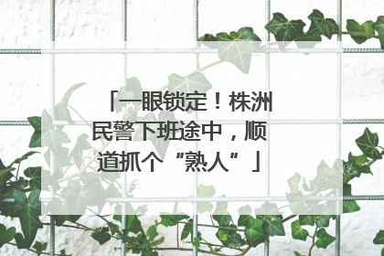 一眼锁定！株洲民警下班途中，顺道抓个“熟人”