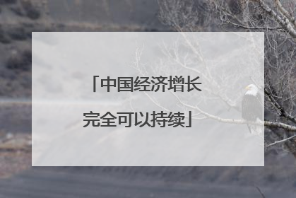 中国经济增长完全可以持续