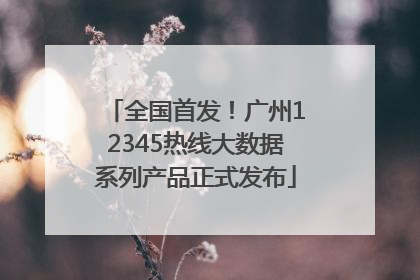 全国首发！广州12345热线大数据系列产品正式发布