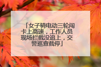 女子骑电动三轮闯卡上高速，工作人员现场拦截没追上，交警巡查截停