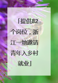 提供82个岗位，浙江一地邀请青年入乡村就业