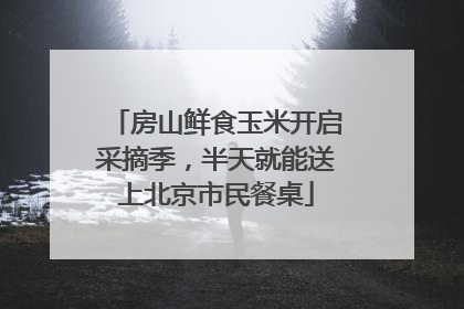 房山鲜食玉米开启采摘季，半天就能送上北京市民餐桌