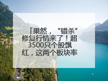 果然，“错杀”修复行情来了！超3500只个股飘红，这两个板块率先爆发