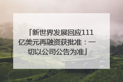 新世界发展回应111亿美元再融资获批准：一切以公司公告为准