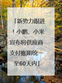 新势力跟进！小鹏、小米宣布将供应商支付账期统一至60天内