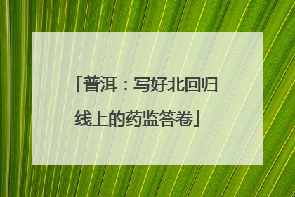 普洱：写好北回归线上的药监答卷