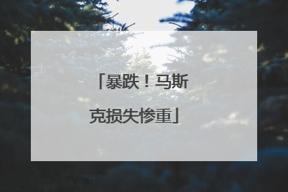 暴跌！马斯克损失惨重