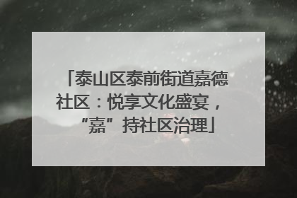 泰山区泰前街道嘉德社区：悦享文化盛宴，“嘉”持社区治理