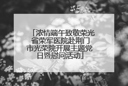 浓情端午致敬荣光 省荣军医院赴荆门市光荣院开展主题党日暨慰问活动