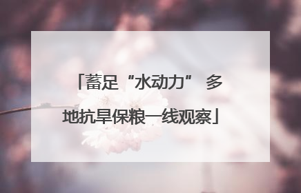 蓄足“水动力” 多地抗旱保粮一线观察