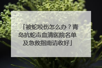 被蛇咬伤怎么办？青岛抗蛇毒血清医院名单及急救指南请收好