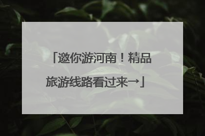 邀你游河南！精品旅游线路看过来→