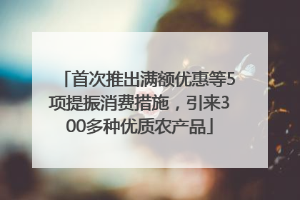 首次推出满额优惠等5项提振消费措施，引来300多种优质农产品