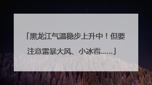 黑龙江气温稳步上升中！但要注意雷暴大风、小冰雹……