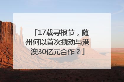 17载寻根节，随州何以首次撬动与港澳30亿元合作？