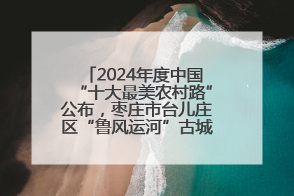 2024年度中国“十大最美农村路”公布，枣庄市台儿庄区“鲁风运河”古城文化廊道上榜！